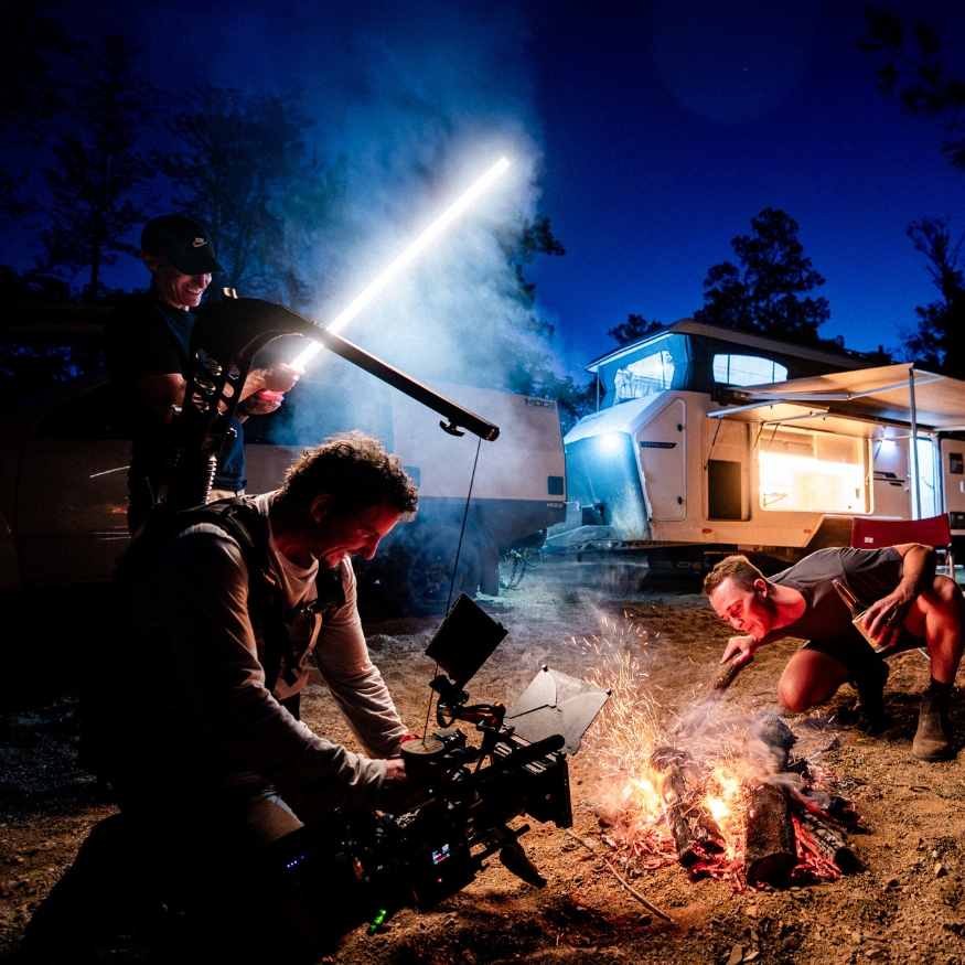 Neon Kettle crew filming on set