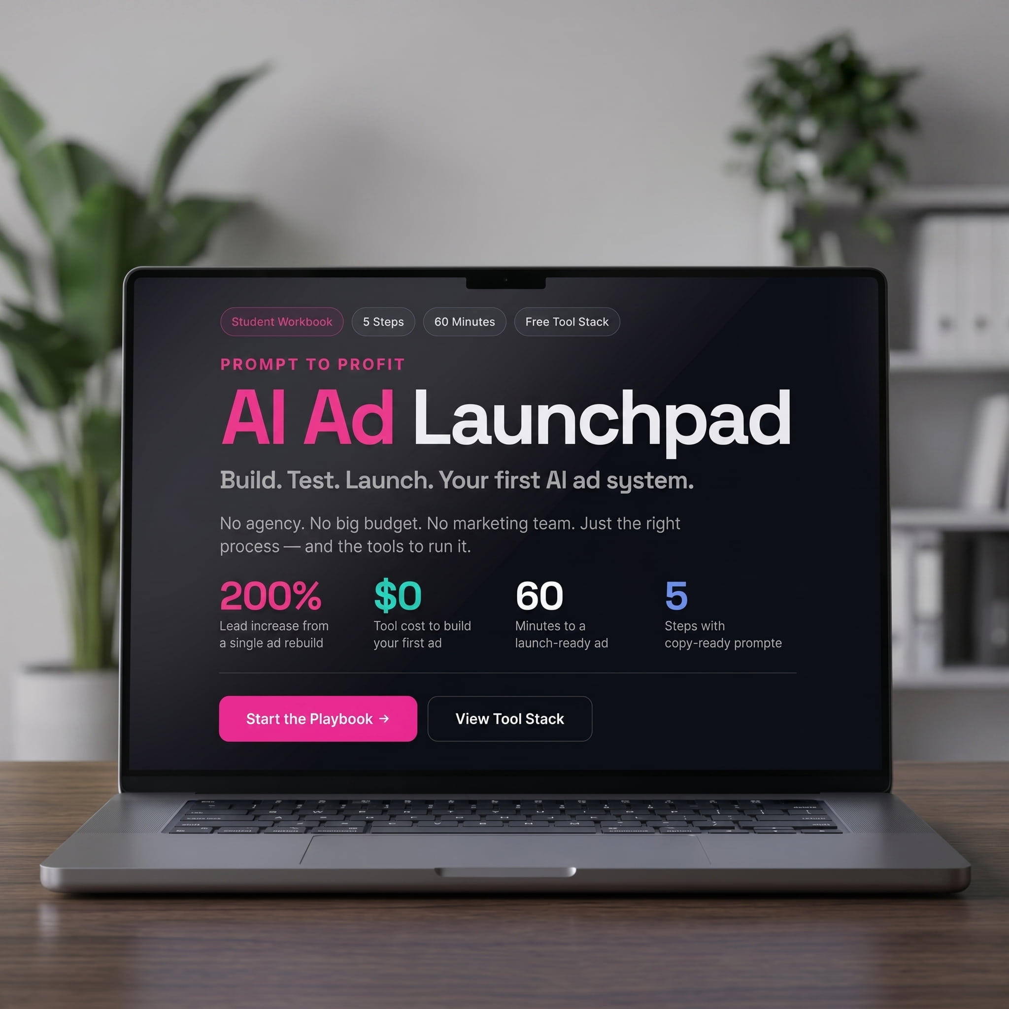 AI Ad Launchpad workbook on a laptop